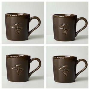 4!!!! HEARTH & HAND NWT mushroom ceramic coffee mugs -forest brown -14.5oz
